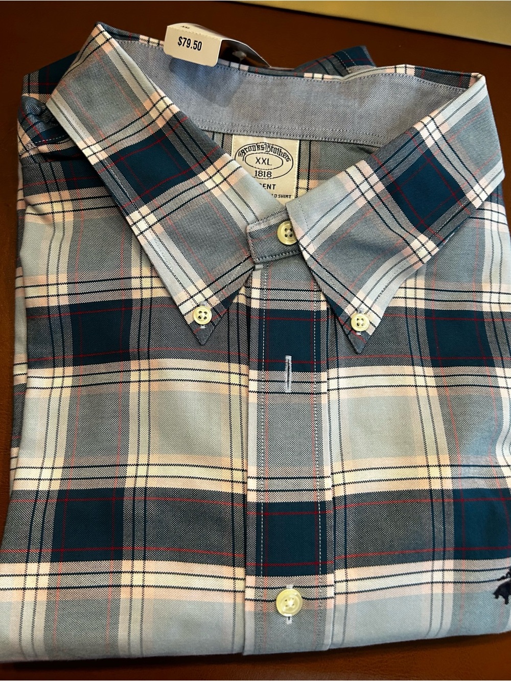 Brooks Brothers Blue and Navy Plaid Button-Down Shirt